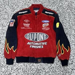 Vintage NASCAR Chase Authentics Dupont Champion Jeff Gordon Flames Jacket Sz XL